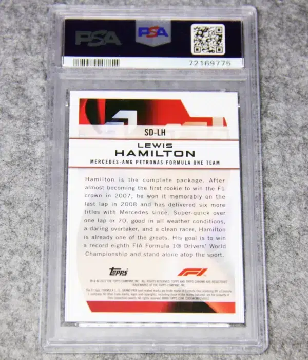 2022 Lewis Hamilton #SD-LH Topps Chrome F1 Speed Demons PSA 9 MINT - back