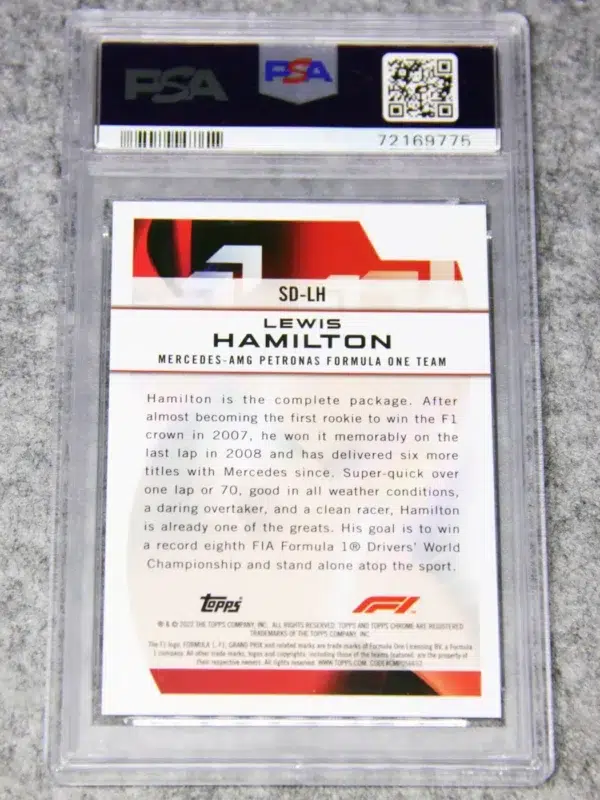 2022 Lewis Hamilton #SD-LH Topps Chrome F1 Speed Demons PSA 9 MINT - back
