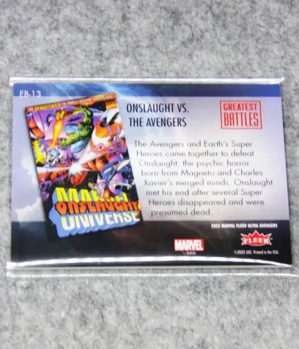 2022 Onslaught vs Avengers #EB-13 Upper Deck Marvel Fleer Ultra Avengers Greatest Battles Silver Foil - back