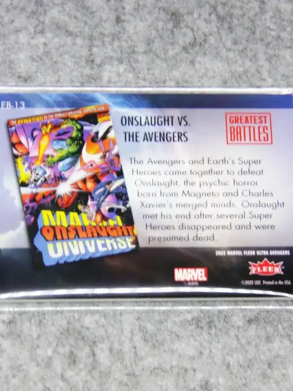 2022 Onslaught vs Avengers #EB-13 Upper Deck Marvel Fleer Ultra Avengers Greatest Battles Silver Foil - back
