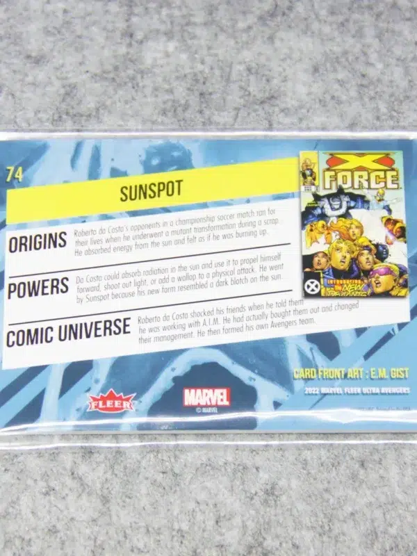 2022 Sunspot #74 Upper Deck Marvel Fleer Ultra Avengers Silver Foil - back