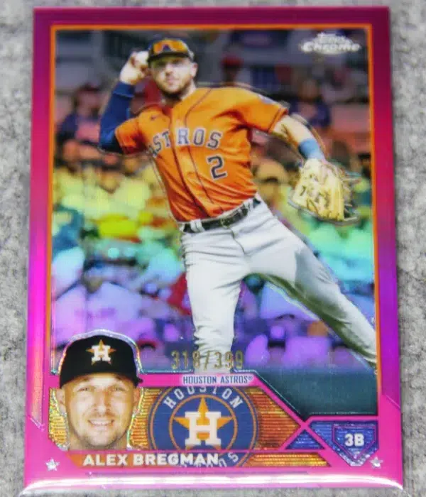 2023 Alex Bregman #205 Topps Chrome Magenta Refractor SN#318 - front