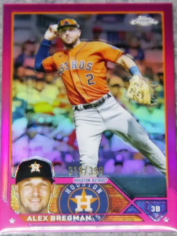 2023 Alex Bregman #205 Topps Chrome Magenta Refractor SN#318 - front