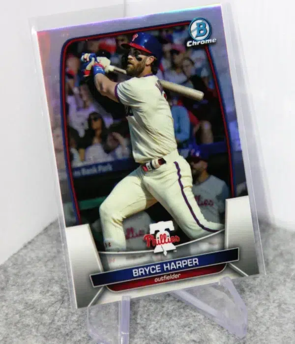 2023 Bryce Harper #97 Topps Bowman Chrome Refractor SN#61 - stand