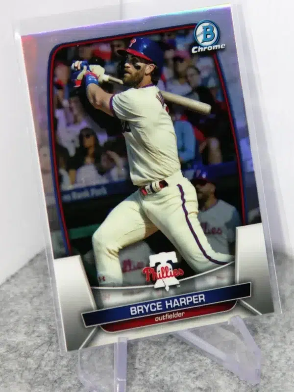 2023 Bryce Harper #97 Topps Bowman Chrome Refractor SN#61 - stand