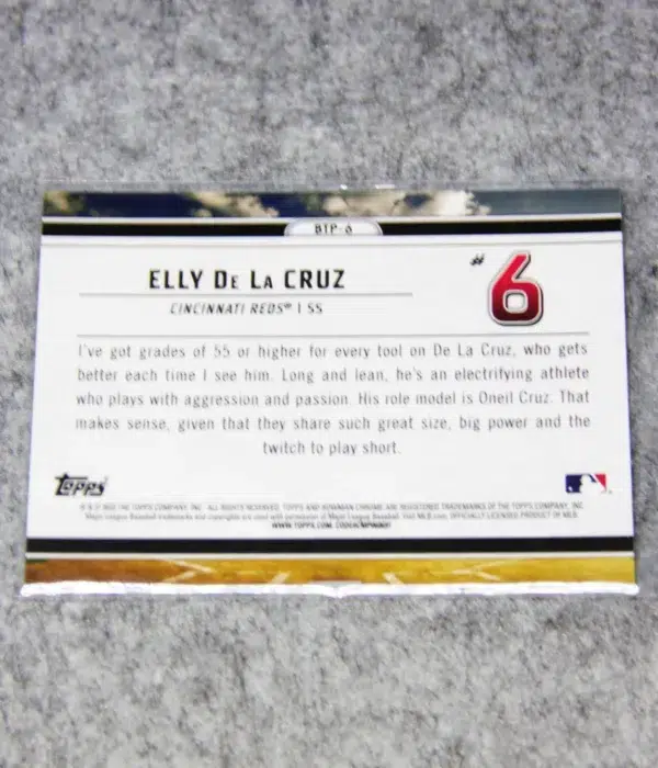 2023 Elly De La Cruz #BTP-6 Topps Bowman Chrome Scouts Top 100 Refractor RC - back