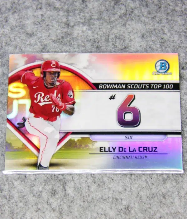 2023 Elly De La Cruz #BTP-6 Topps Bowman Chrome Scouts Top 100 Refractor RC - front