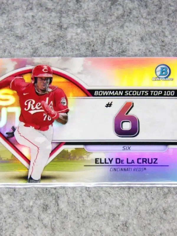 2023 Elly De La Cruz #BTP-6 Topps Bowman Chrome Scouts Top 100 Refractor RC - front