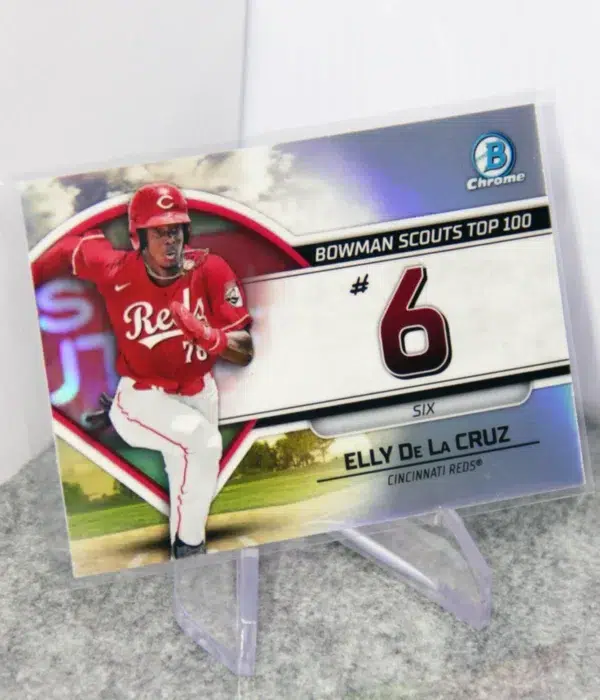 2023 Elly De La Cruz #BTP-6 Topps Bowman Chrome Scouts Top 100 Refractor RC - stand