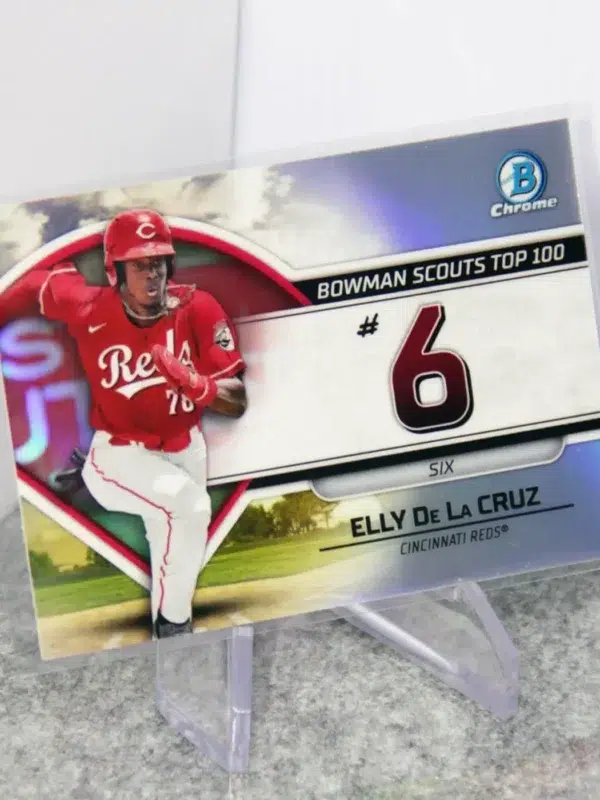 2023 Elly De La Cruz #BTP-6 Topps Bowman Chrome Scouts Top 100 Refractor RC - stand