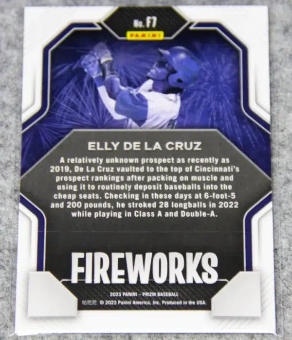 2023 Elly De La Cruz #F7 Panini Prizm Fireworks - back