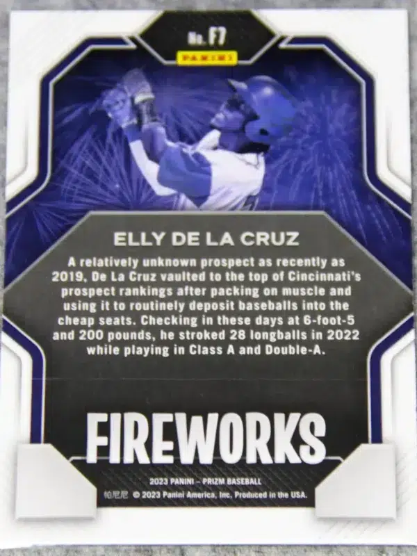 2023 Elly De La Cruz #F7 Panini Prizm Fireworks - back