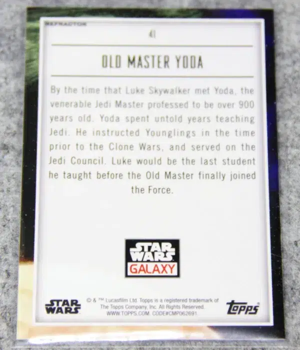 2023 Old Master Yoda #41 Topps Star Wars Galaxy Prism Refractor - back