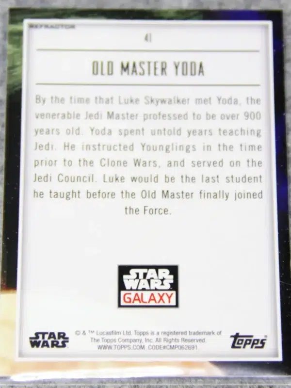 2023 Old Master Yoda #41 Topps Star Wars Galaxy Prism Refractor - back
