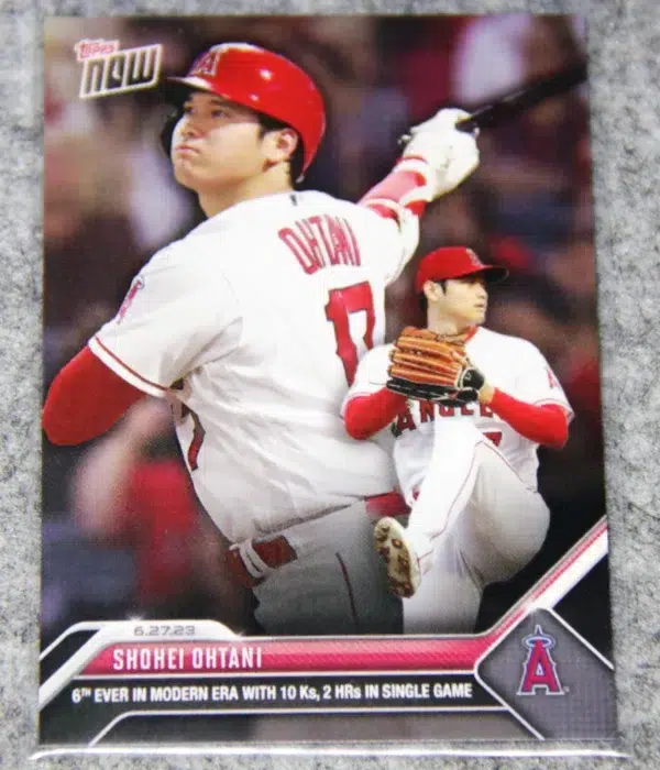 2023 Shohei Ohtani #505 Topps Now 2 HRs and 10ks in SG - front