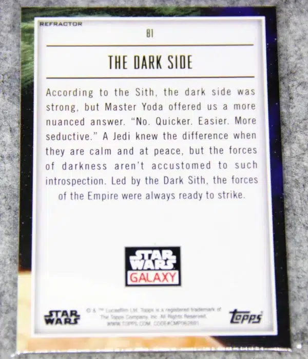 2023 The Dark Side #81 Topps Star Wars Galaxy Prism Refractor - back