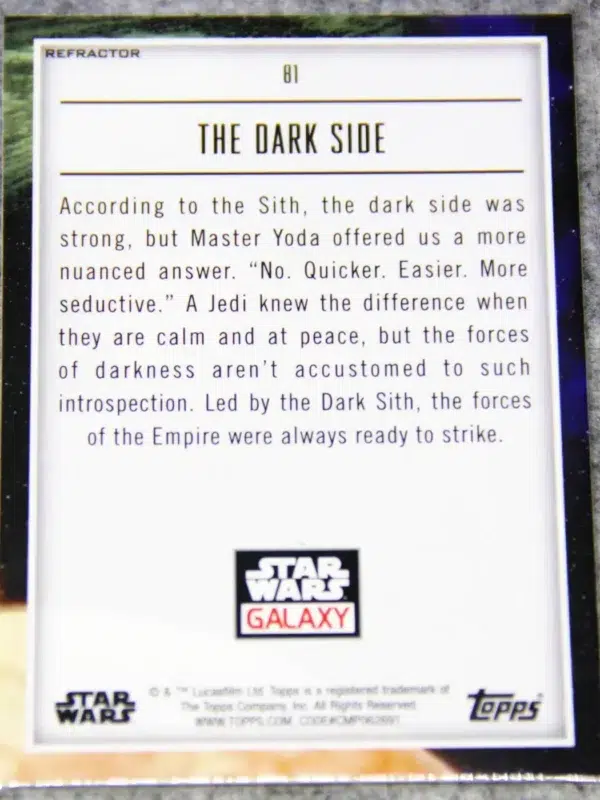 2023 The Dark Side #81 Topps Star Wars Galaxy Prism Refractor - back
