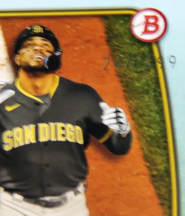2023 Xander Bogaerts #7 Topps Bowman Sky Blue Border Parallel SN#246 - detail