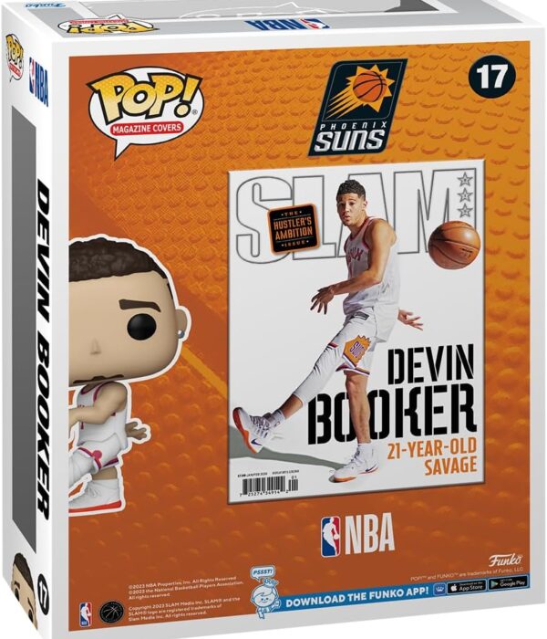 Funko POP! Devin Booker #17 Phoenix Suns NBA Slam Magazine Cover + Vinyl Figure - back