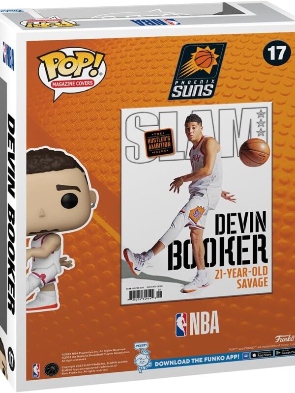Funko POP! Devin Booker #17 Phoenix Suns NBA Slam Magazine Cover + Vinyl Figure - back