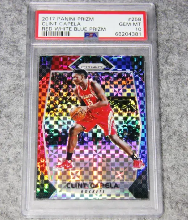 2017-18 Clint Capela #258 Panini Prizm Red White Blue Prizm PSA 10 GEM MT - front