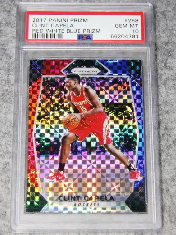 2017-18 Clint Capela #258 Panini Prizm Red White Blue Prizm PSA 10 GEM MT - front