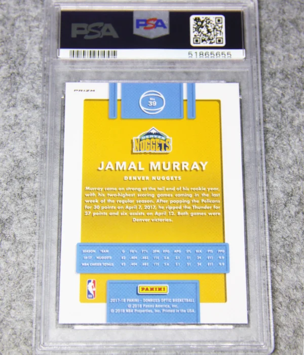 2017-18 Jamal Murray #39 Panini Donruss Optic Purple Prizm PSA 9 MINT - back