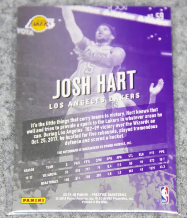 2017-18 Josh Hart #59 Panini Prestige Bonus Shots Signatures - back