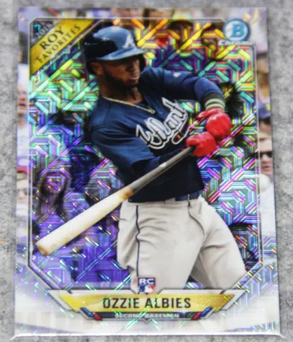 2018 Ozzie Albies #ROYF-OA Topps Bowman Chrome Rookie Of The Year Favorites Mojo RC - front