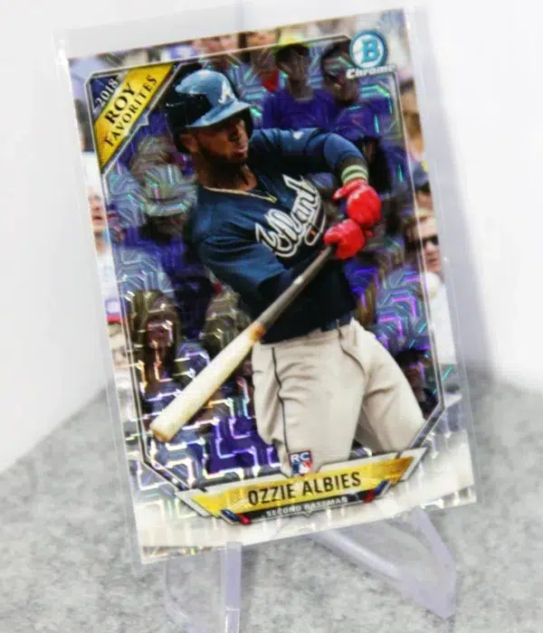 2018 Ozzie Albies #ROYF-OA Topps Bowman Chrome Rookie Of The Year Favorites Mojo RC - stand