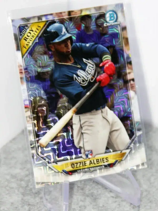 2018 Ozzie Albies #ROYF-OA Topps Bowman Chrome Rookie Of The Year Favorites Mojo RC - stand