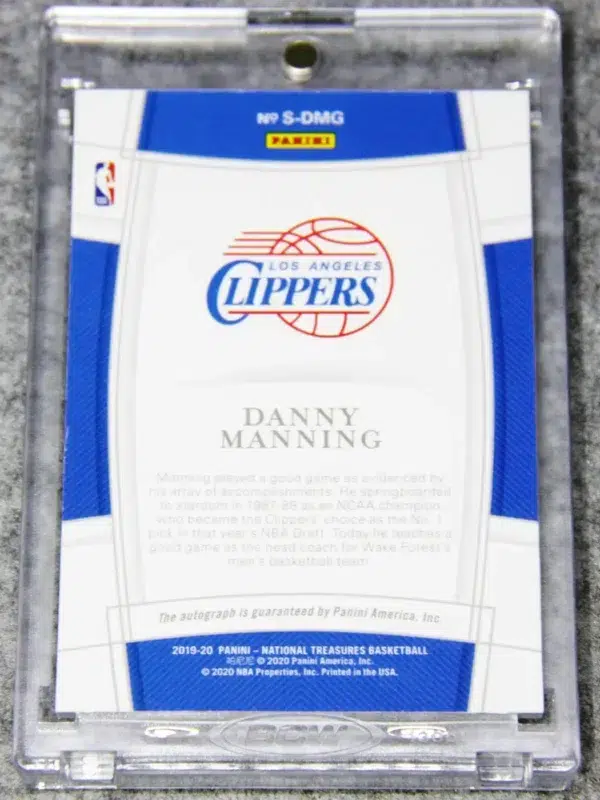 2019-20 Danny Manning #S-DMG Panini National Treasures Signatures Gold SN#9 - back