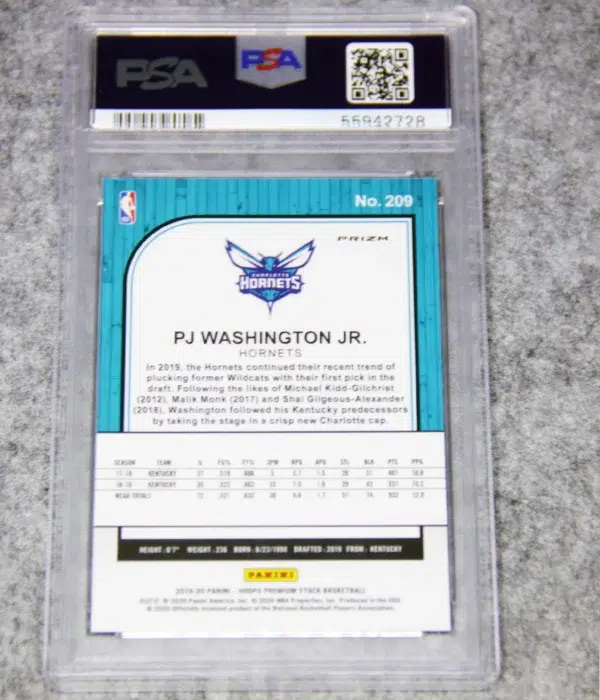 2019-20 PJ Washington Jr #209 Panini NBA Hoops Premium Stock Pulsar PSA 10 GEM MT - back