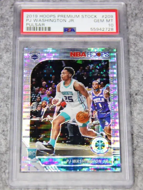 2019-20 PJ Washington Jr #209 Panini NBA Hoops Premium Stock Pulsar PSA 10 GEM MT - front