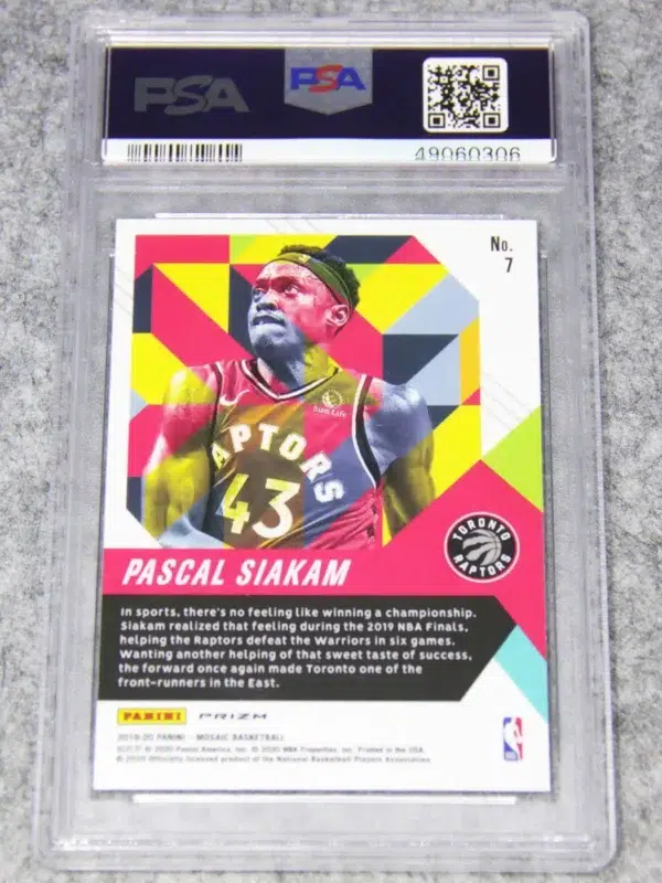 2019-20 Pascal Siakam #7 Panini Mosaic In it to Win it Prizm PSA 10 GEM MT POP10 - back