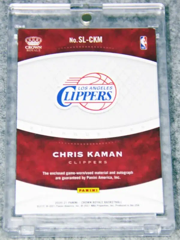2020-21 Chris Kaman #SL-CKM Panini Crown Royal Silhouettes Auto SN#75 - back