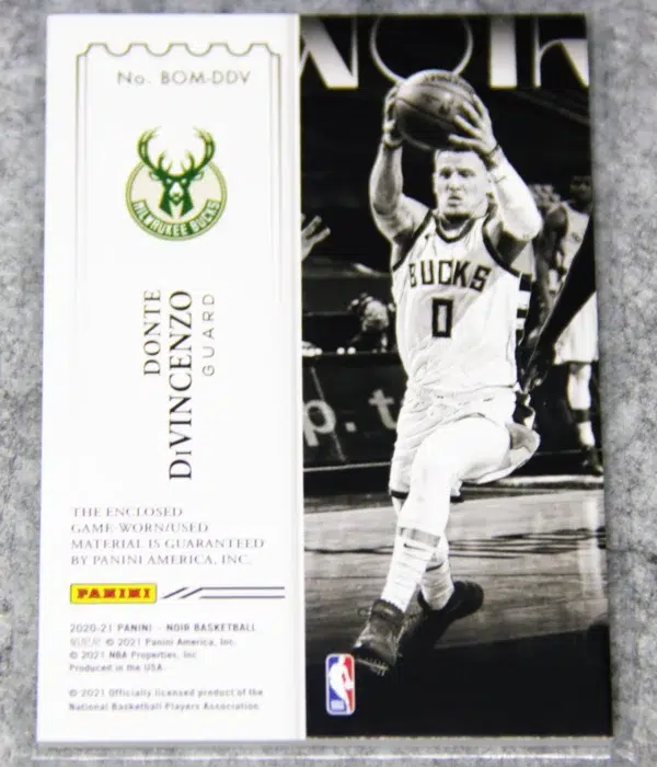 2020-21 Donte DiVincenzo #BOM-DDV Panini Noir Box Office Memorabilia SN#52 - back