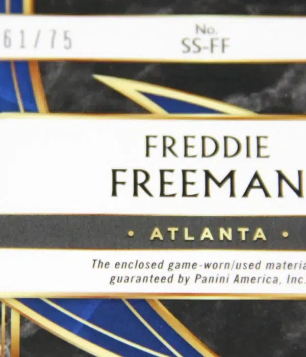 2020 Freddie Freeman #SS-FF Panini Select Swatches Tri Color Prizm SN#61 - detail