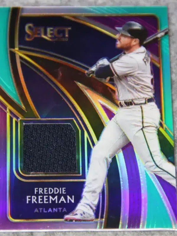 2020 Freddie Freeman #SS-FF Panini Select Swatches Tri Color Prizm SN#61 - front