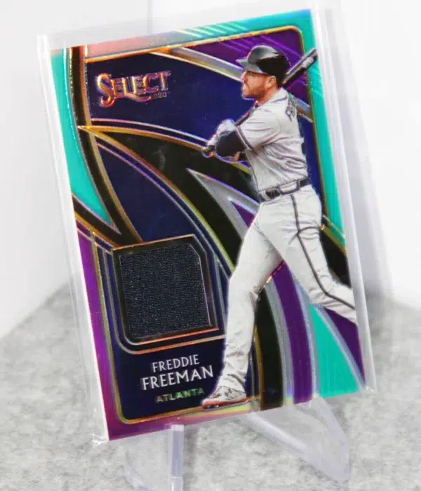 2020 Freddie Freeman #SS-FF Panini Select Swatches Tri Color Prizm SN#61 - stand
