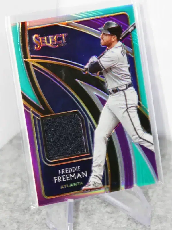 2020 Freddie Freeman #SS-FF Panini Select Swatches Tri Color Prizm SN#61 - stand
