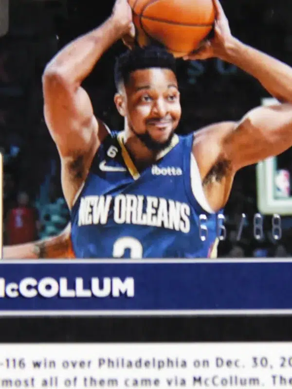 2022-23 CJ McCollum #179 Panini Donruss Optic Choice Red Wave Prizm SN#66 - detail