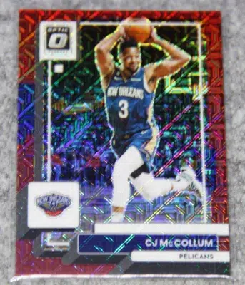 2022-23 CJ McCollum #179 Panini Donruss Optic Choice Red Wave Prizm SN#66 - front