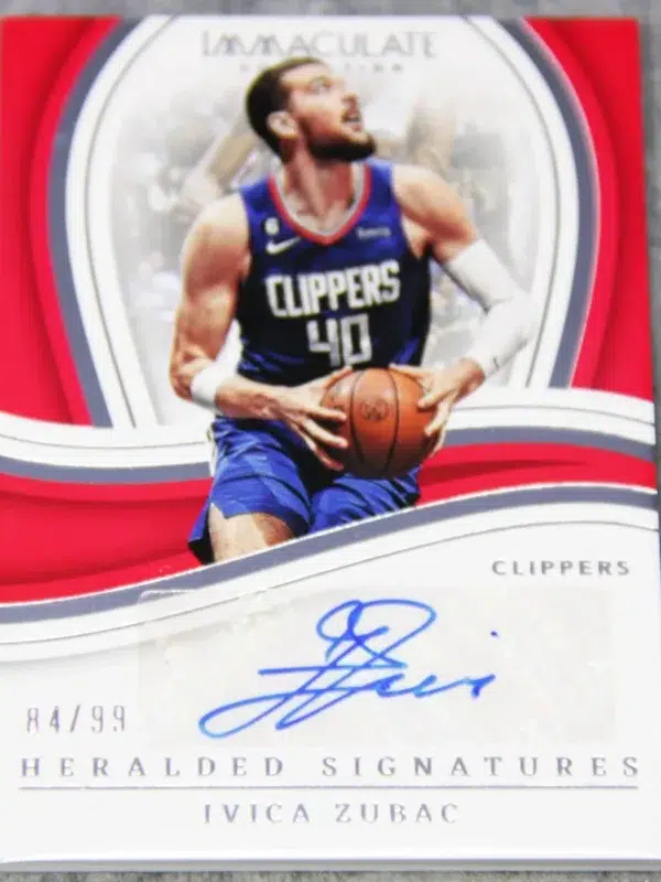 2022-23 Ivica Zubac #IHS-IVZ Panini Immaculate Heralded Signatures SN#84 - front