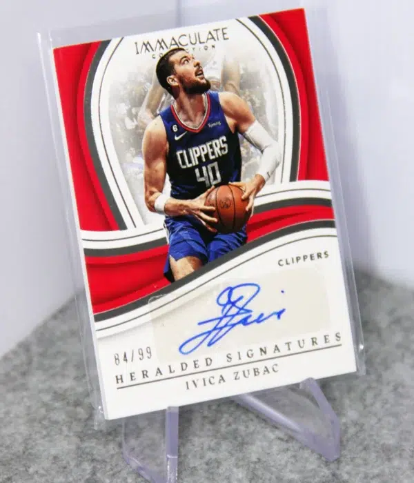 2022-23 Ivica Zubac #IHS-IVZ Panini Immaculate Heralded Signatures SN#84 - stand