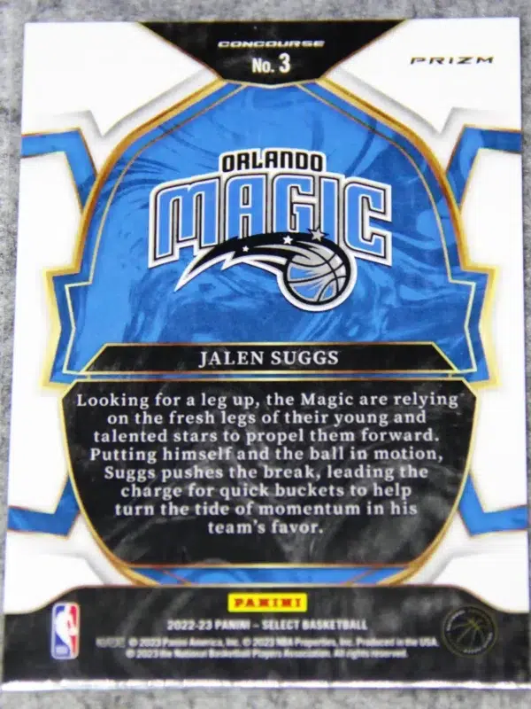 2022-23 Jalen Suggs #3 Panini Select Concourse Silver Prizm - back