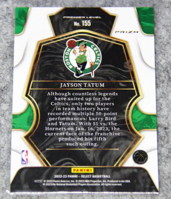 2022-23 Jayson Tatum #155 Panini Select Premier Level Tri-Color Wave Prizm - back