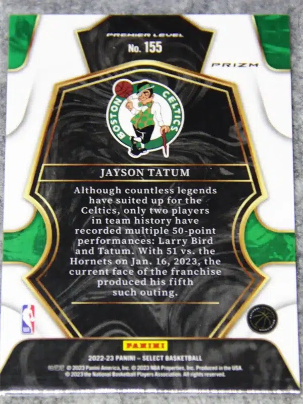 2022-23 Jayson Tatum #155 Panini Select Premier Level Tri-Color Wave Prizm - back