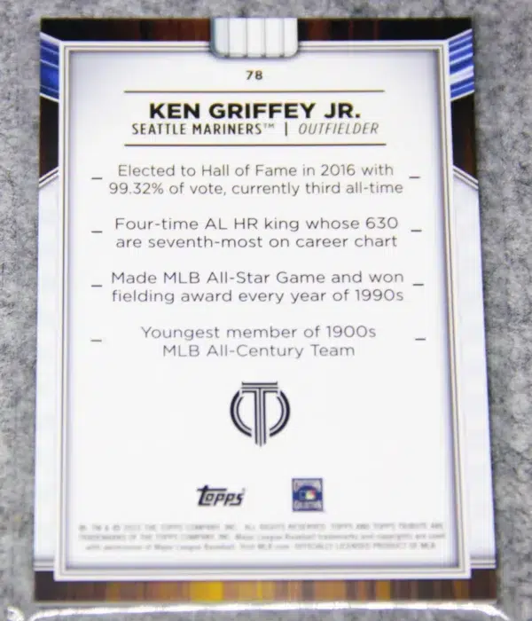 2022 Ken Griffey Jr. #78 Topps Tribute - back