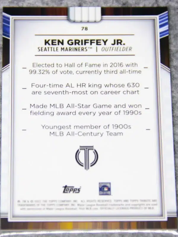 2022 Ken Griffey Jr. #78 Topps Tribute - back